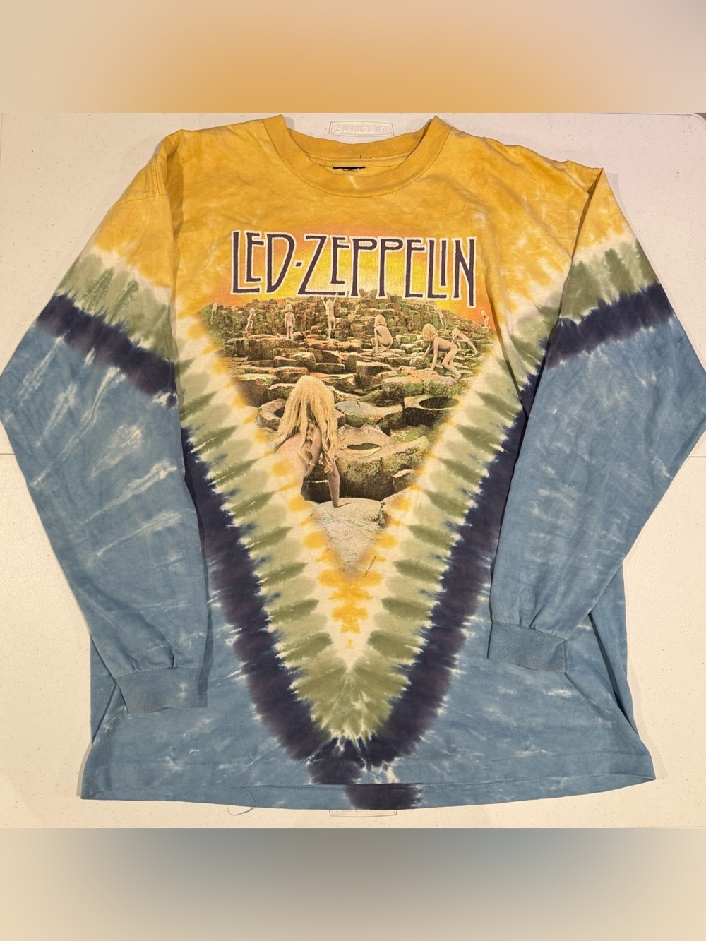 Vintage 2003 LED Zeppelin Tie Dye Houses of the Holy long sleeve shirt size XL